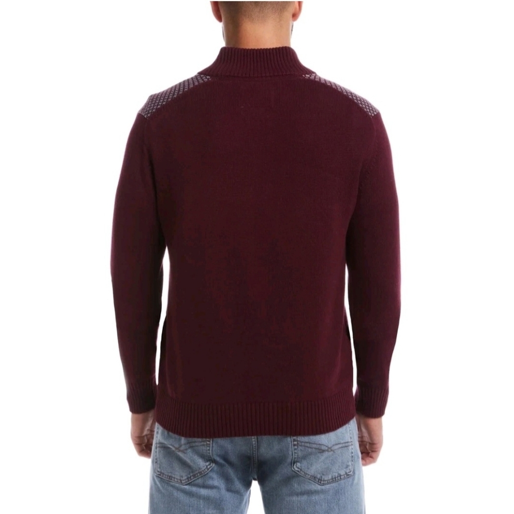 Weatherproof Vintage, Nordic Quarter Zip‎ In Burgundy Sweater. - Picture 2 of 9